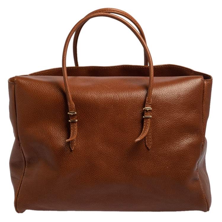 Pre Owned Carolina Herrera Brown Leather Tempo Collection Adagio Tote