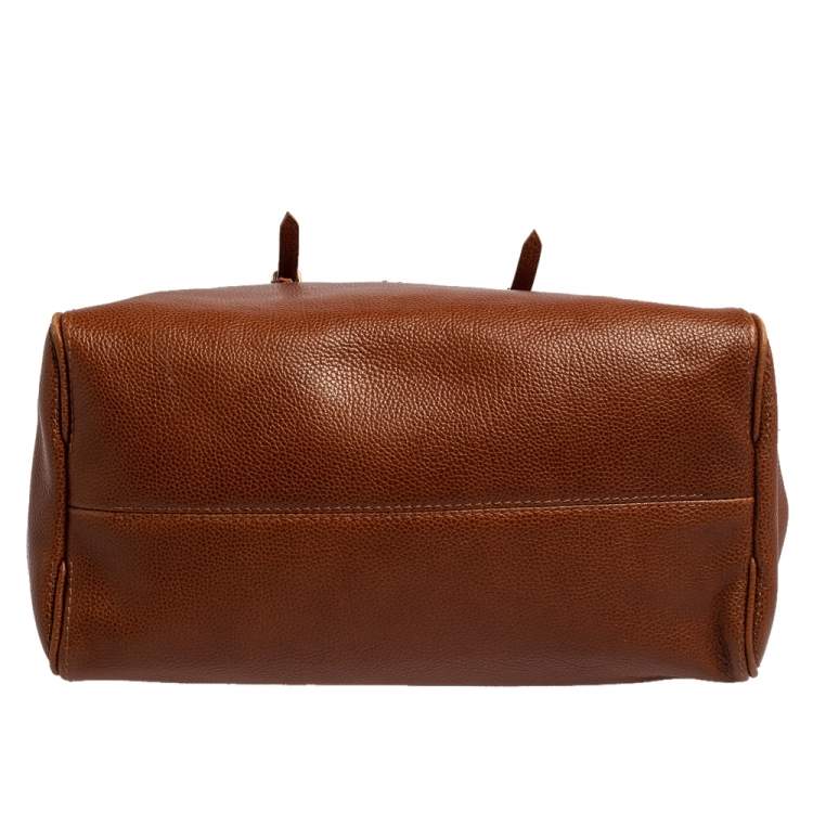 Pre Owned Carolina Herrera Brown Leather Tempo Collection Adagio Tote