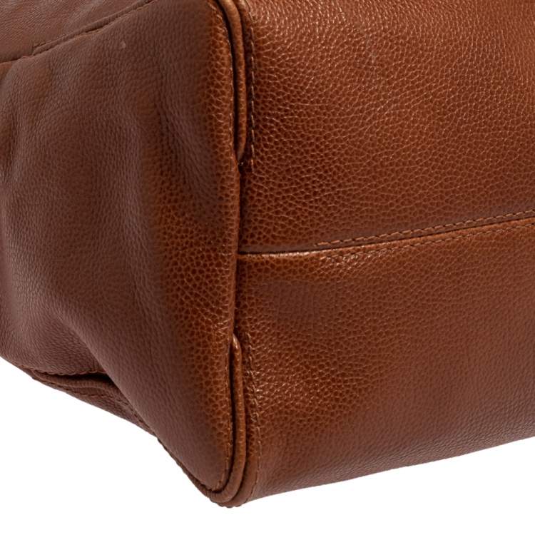 Pre Owned Carolina Herrera Brown Leather Tempo Collection Adagio Tote