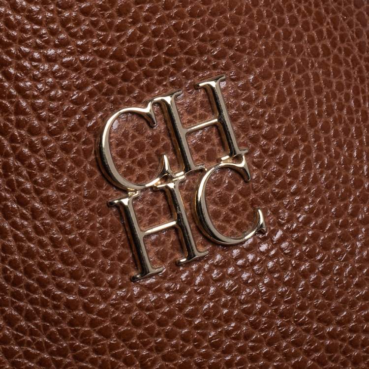 Pre Owned Carolina Herrera Brown Leather Tempo Collection Adagio Tote