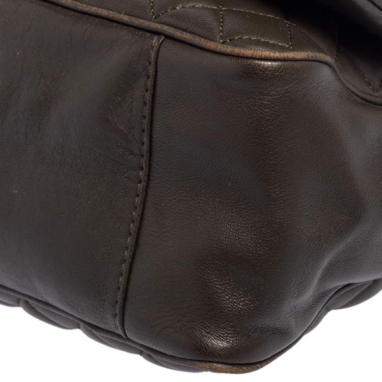 Pre Owned Carolina Herrera Deep Green Quilted Leather Flap Chain Shoulder Bag