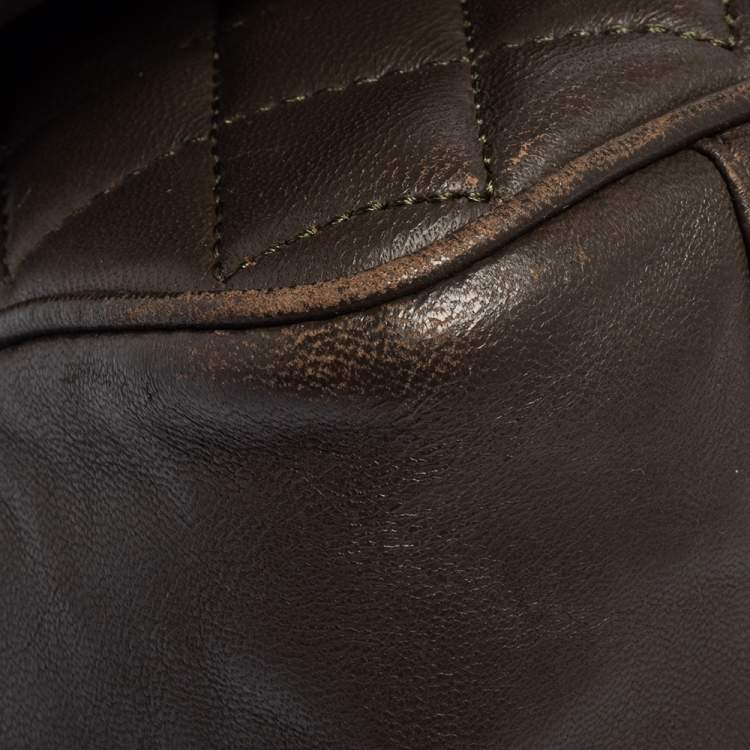 Pre Owned Carolina Herrera Deep Green Quilted Leather Flap Chain Shoulder Bag