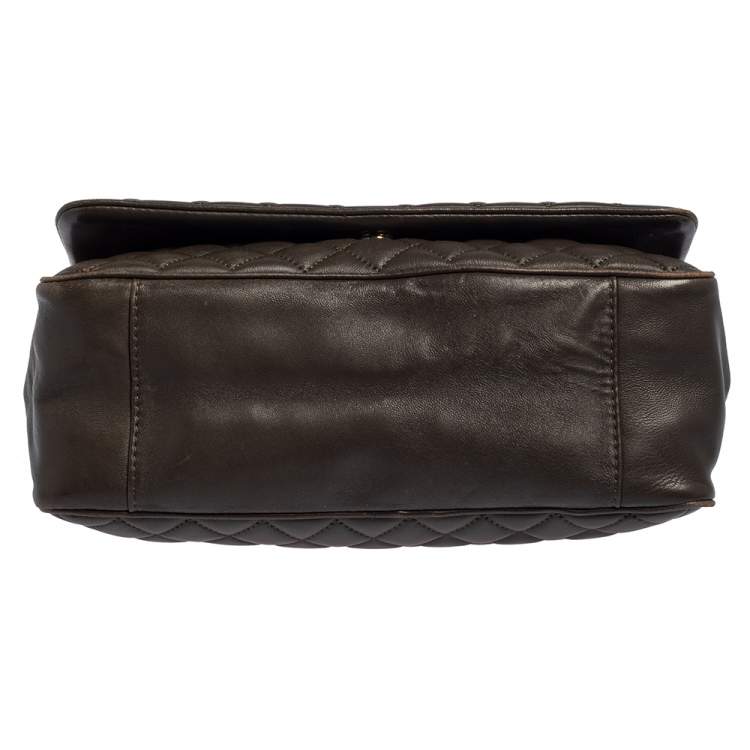 Pre Owned Carolina Herrera Deep Green Quilted Leather Flap Chain Shoulder Bag