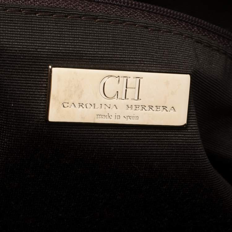 Pre Owned Carolina Herrera Bronze Leather Monogram Camera Bag