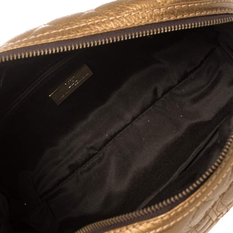 Pre Owned Carolina Herrera Bronze Leather Monogram Camera Bag