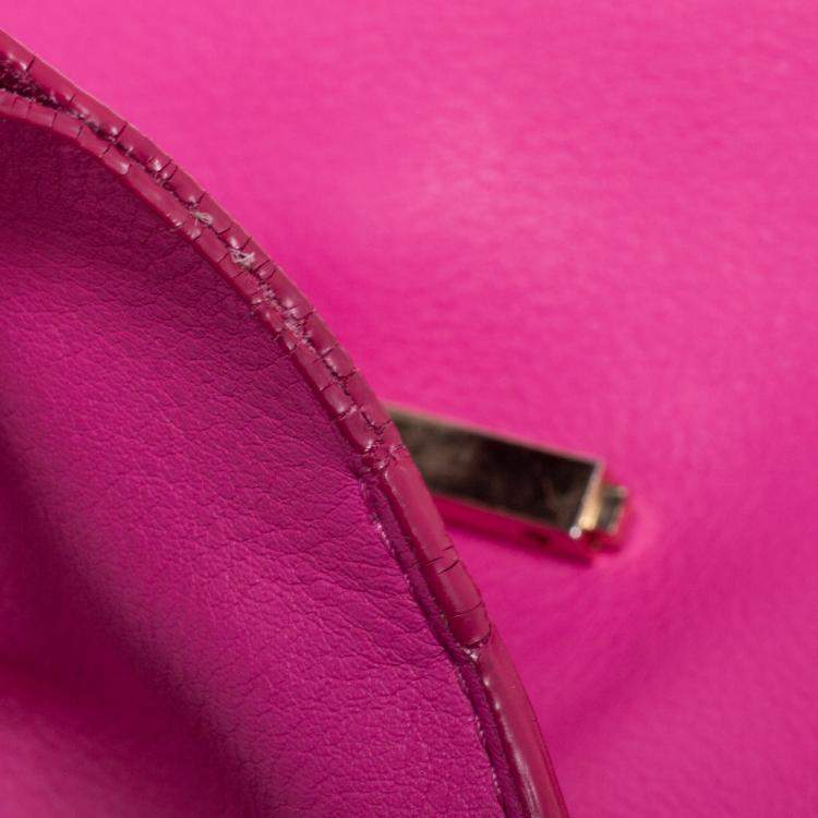 Pre Owned Carolina Herrera Pink Leather Mini Minuetto Top Handle Bag