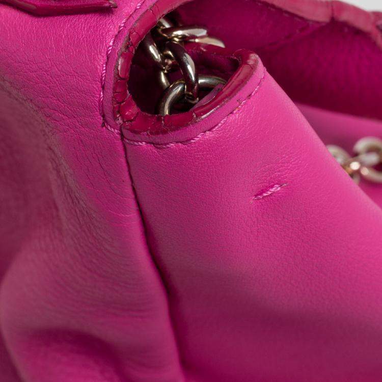 Pre Owned Carolina Herrera Pink Leather Mini Minuetto Top Handle Bag