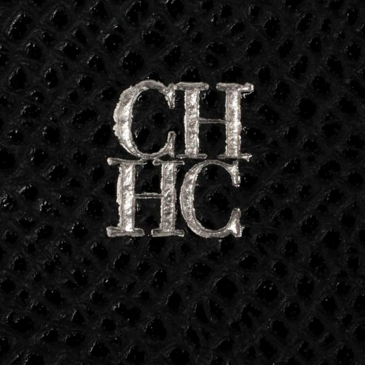 Pre Owned Carolina Herrera Black/Red Leather Card Holder