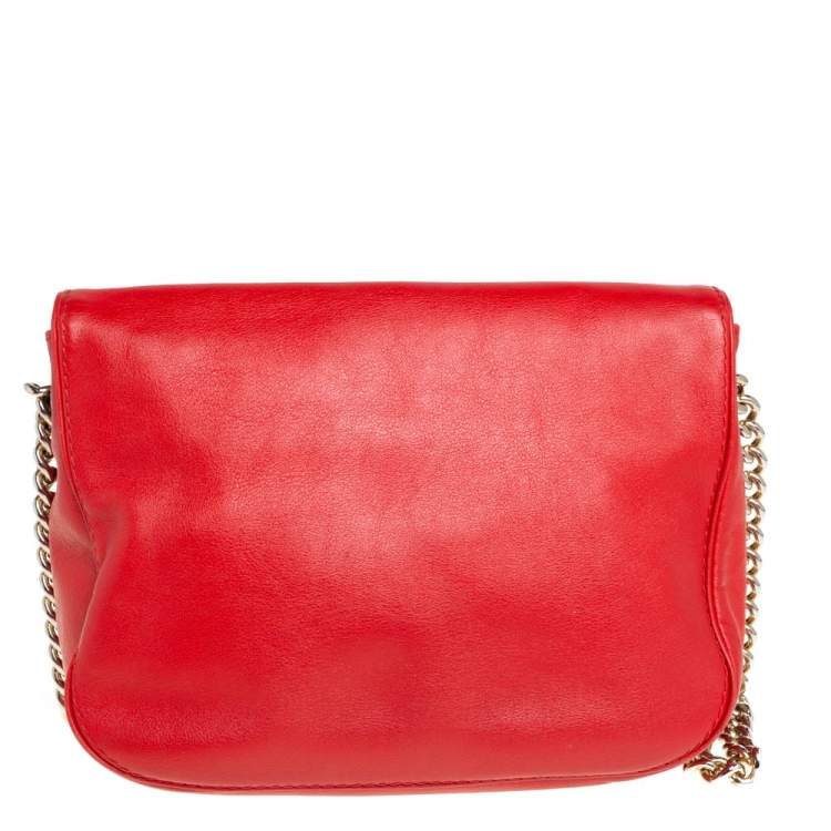 Pre Owned Carolina Herrera Red Leather New Baltazar Flap Shoulder Bag