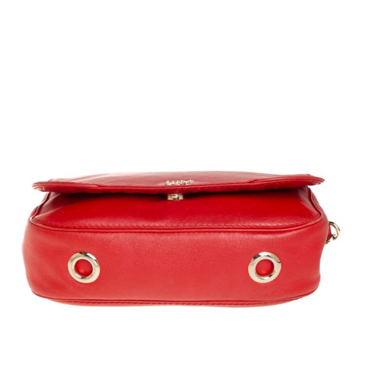 Pre Owned Carolina Herrera Red Leather New Baltazar Flap Shoulder Bag