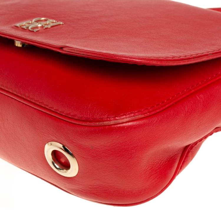 Pre Owned Carolina Herrera Red Leather New Baltazar Flap Shoulder Bag