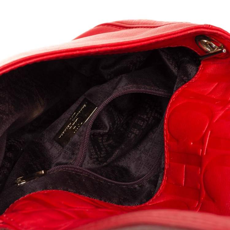 Pre Owned Carolina Herrera Red Leather New Baltazar Flap Shoulder Bag