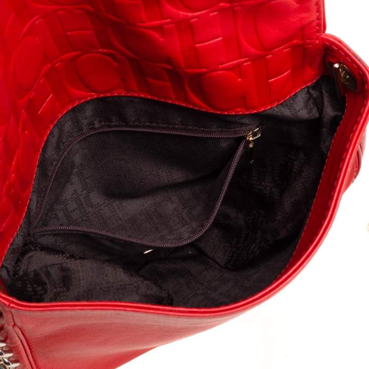 Pre Owned Carolina Herrera Red Leather New Baltazar Flap Shoulder Bag