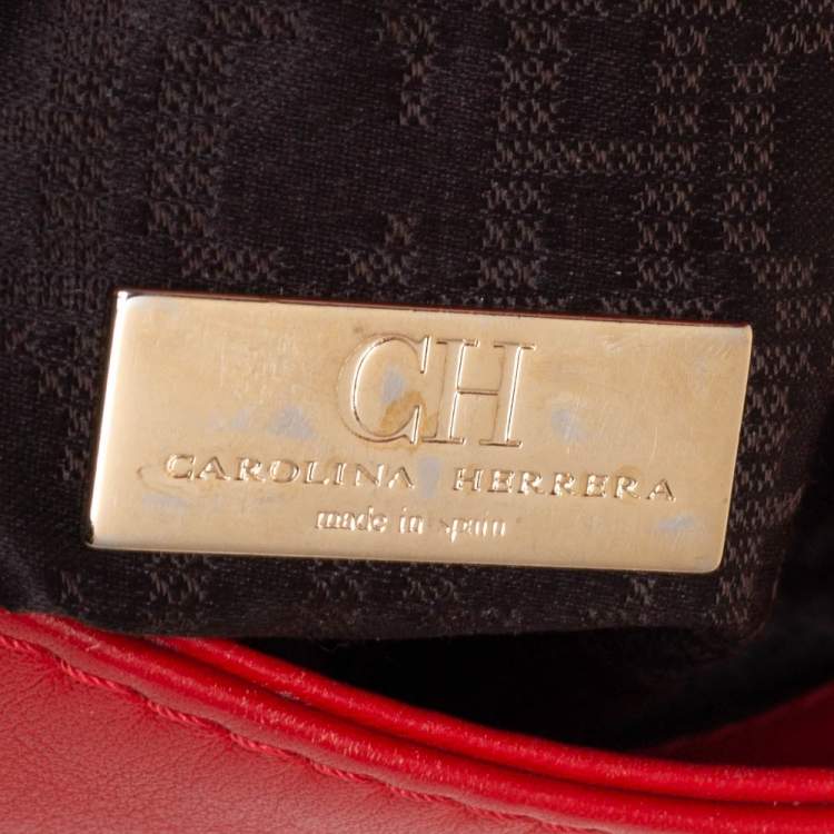 Pre Owned Carolina Herrera Red Leather New Baltazar Flap Shoulder Bag