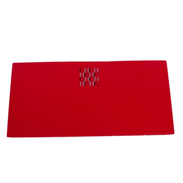 Pre Owned Carolina Herrera Red Embossed Leather Chain Tote