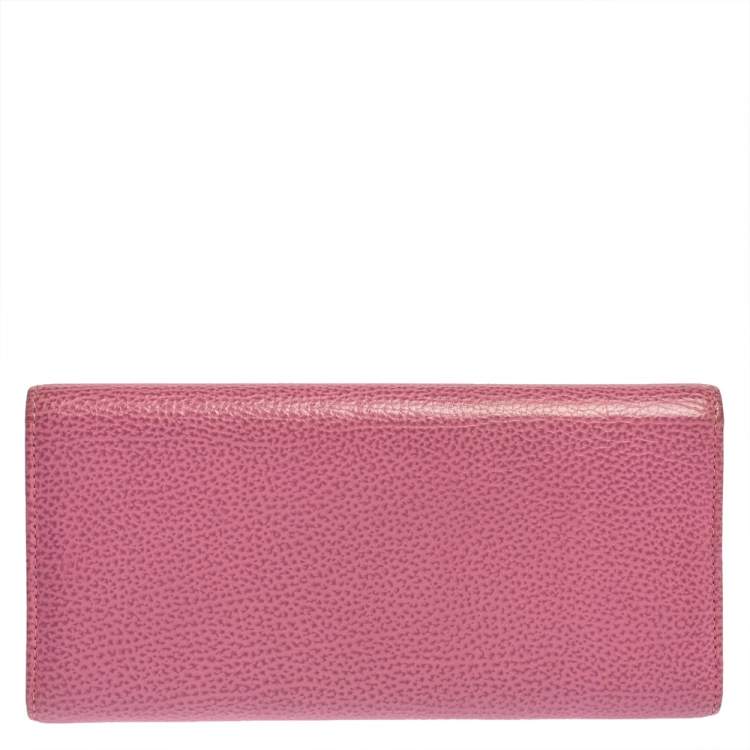 Pre Owned Carolina Herrera Pink Leather Flap Continental Wallet