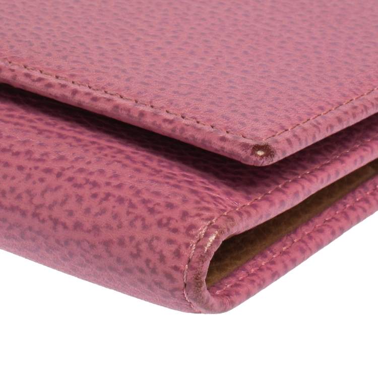 Pre Owned Carolina Herrera Pink Leather Flap Continental Wallet