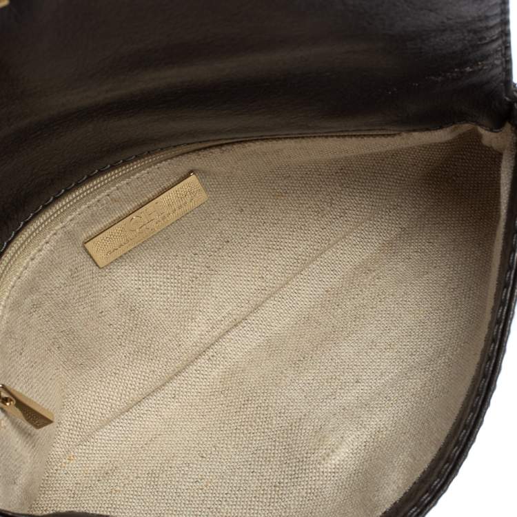 Pre Owned Carolina Herrera Metallic Leather Envelope Clutch