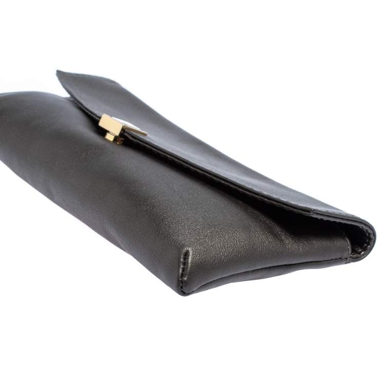 Pre Owned Carolina Herrera Metallic Leather Envelope Clutch