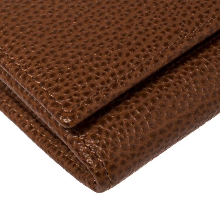 Pre Owned Carolina Herrera Brown Leather Flap Continental Wallet