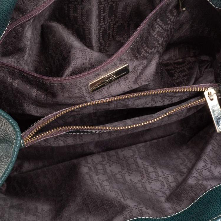 Pre Owned Carolina Herrera Green Leather Andy Tote
