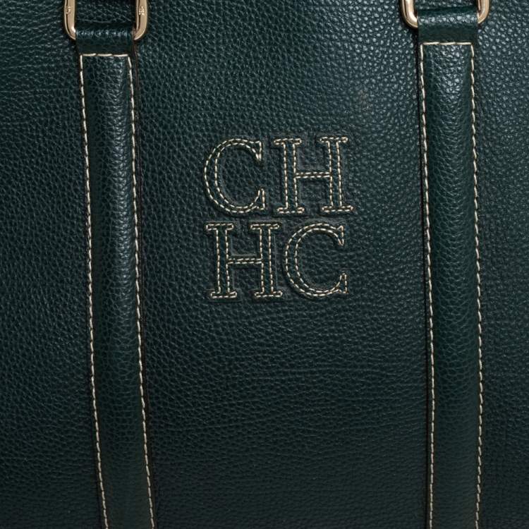 Pre Owned Carolina Herrera Green Leather Andy Tote