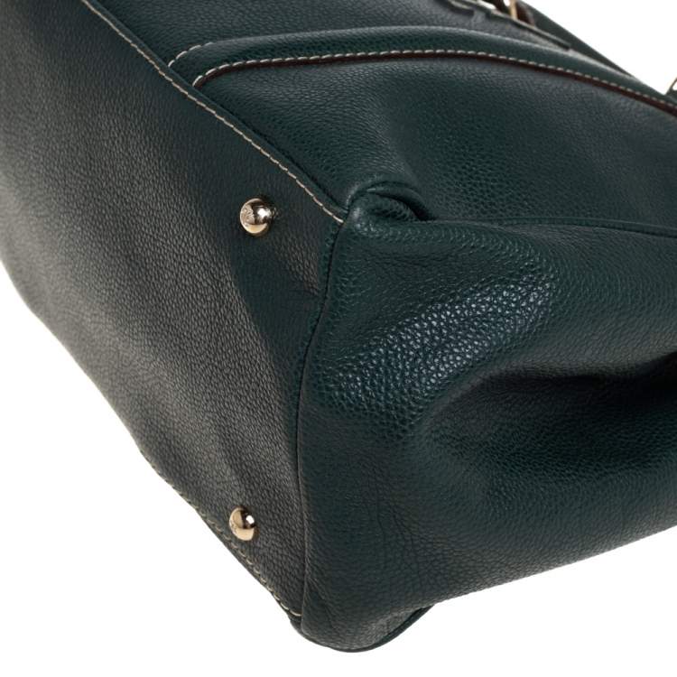 Pre Owned Carolina Herrera Green Leather Andy Tote