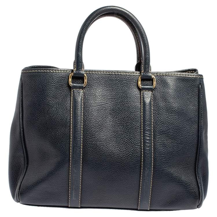 Pre Owned Carolina Herrera Blue Leather Andy Tote