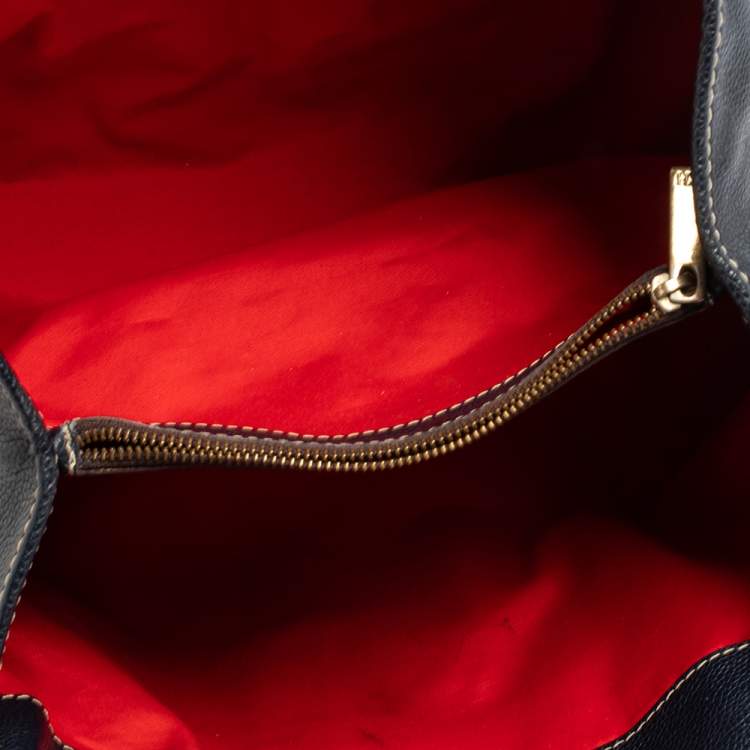 Pre Owned Carolina Herrera Blue Leather Andy Tote