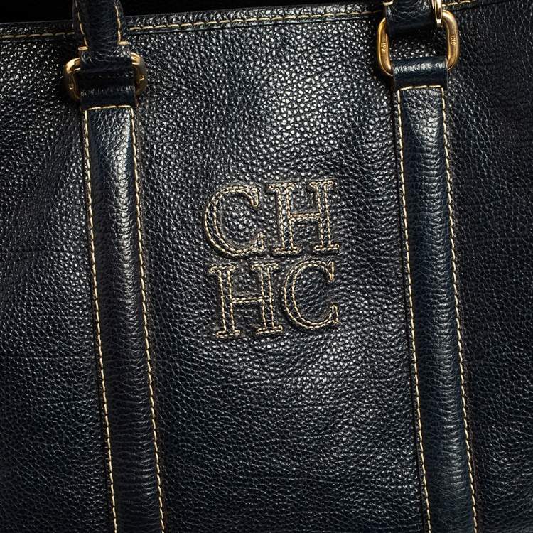 Pre Owned Carolina Herrera Blue Leather Andy Tote