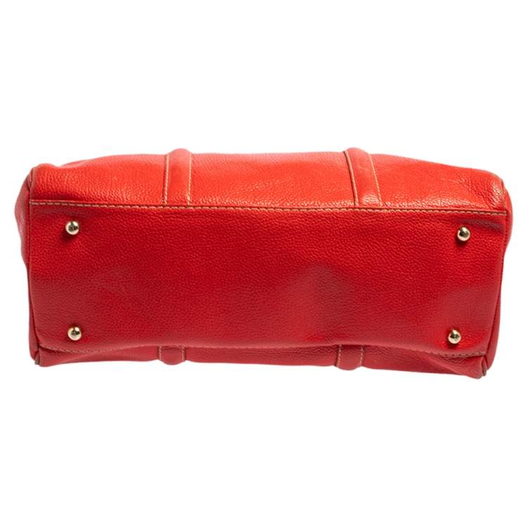 Pre Owned Carolina Herrera Red Leather Andy Boston Bag