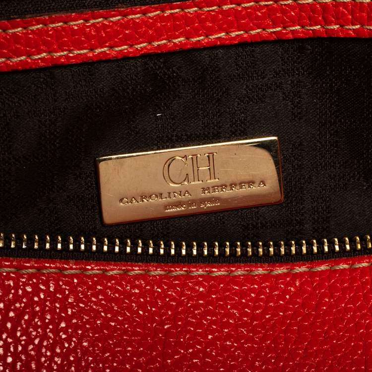 Pre Owned Carolina Herrera Red Leather Andy Boston Bag