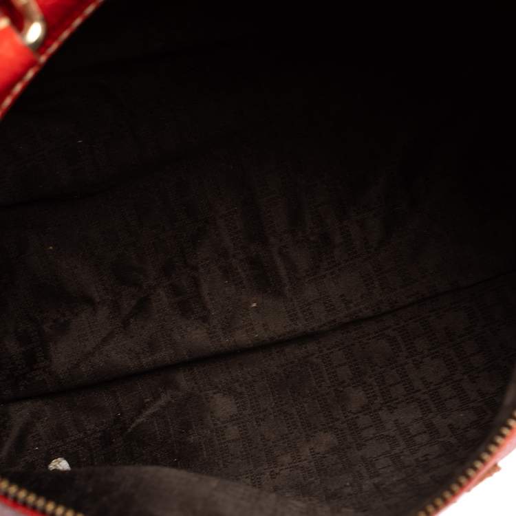 Pre Owned Carolina Herrera Red Leather Andy Boston Bag