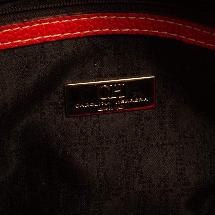 Pre Owned Carolina Herrera Red Leather Andy Boston Bag