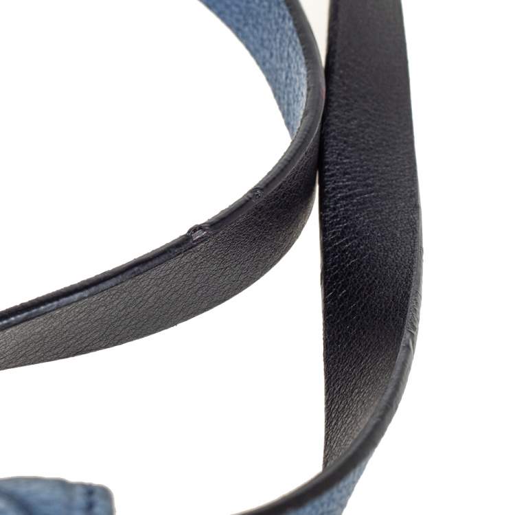 Pre Owned Carolina Herrera Metallic Blue Monogram Leather Crossbody Bag