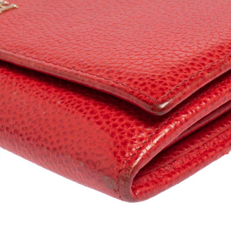 Pre Owned Carolina Herrera Red Leather Flap Continental Wallet