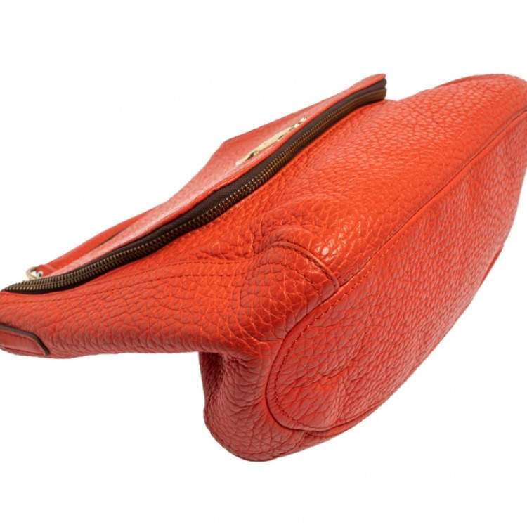 Pre Owned Carolina Herrera Orange Leather Zip Hobo