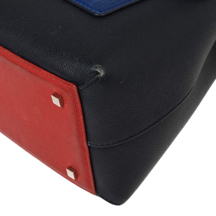 Pre Owned Carolina Herrera Multicolor Monogram Embossed Leather Flap Top Handle Bag