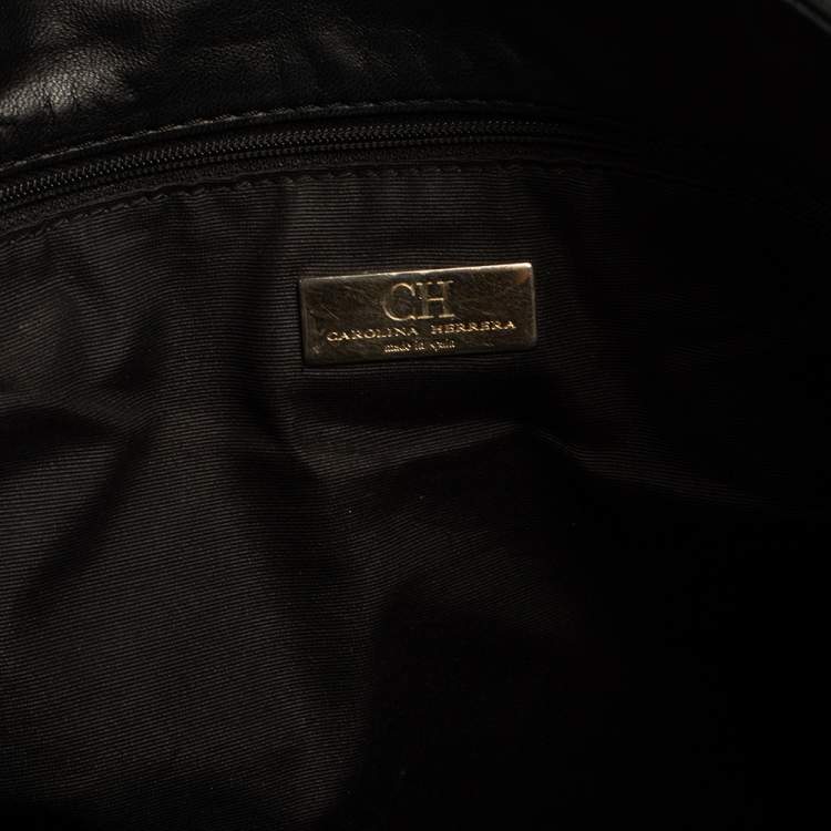 Pre Owned Carolina Herrera Monogram Embossed and Quilted Leather Tote 