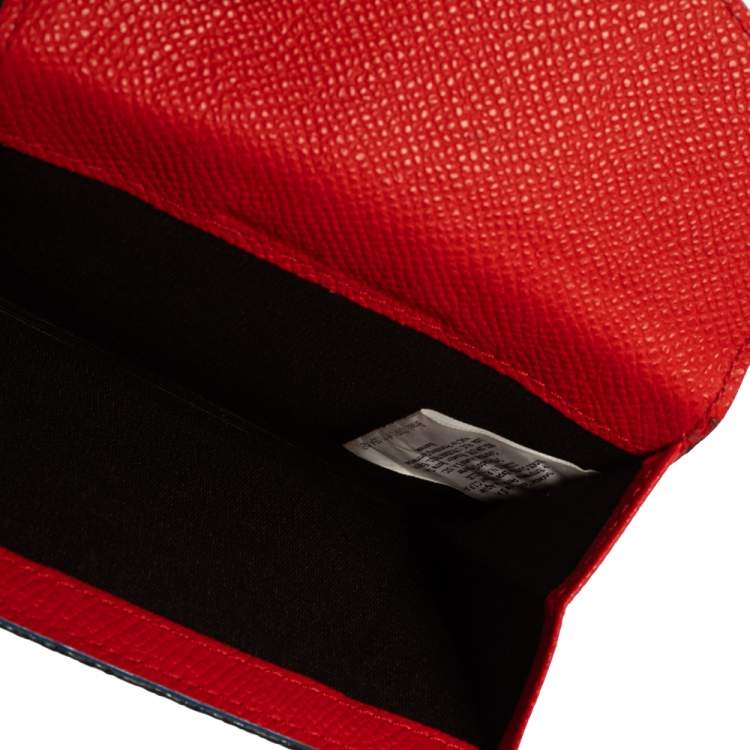 Pre Owned Carolina Herrera Red/Brown Monogram Coated Canvas and Leather Flap Compact Wallet