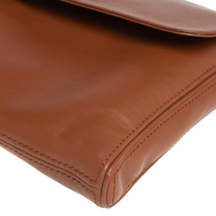 Pre Owned Carolina Herrera Brown Leather Chain Shoulder Bag