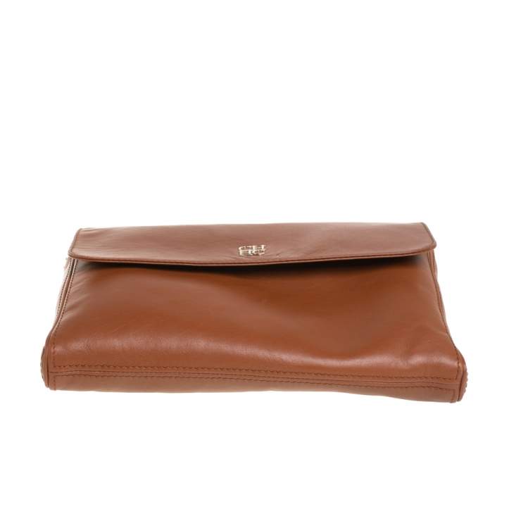 Pre Owned Carolina Herrera Brown Leather Chain Shoulder Bag