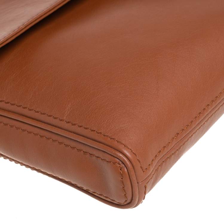 Pre Owned Carolina Herrera Brown Leather Chain Shoulder Bag