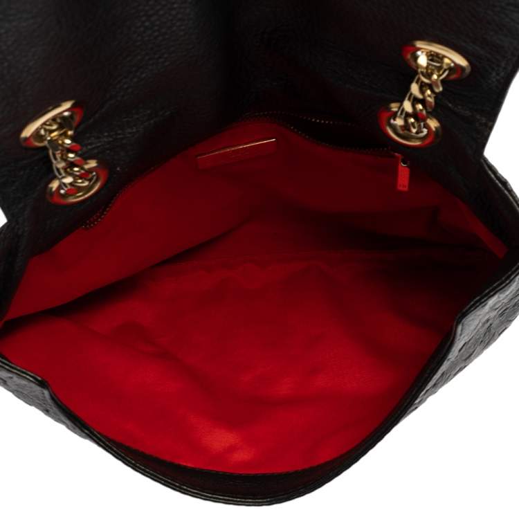 Pre Owned Carolina Herrera Black Monogram Leather Audrey Shoulder Bag