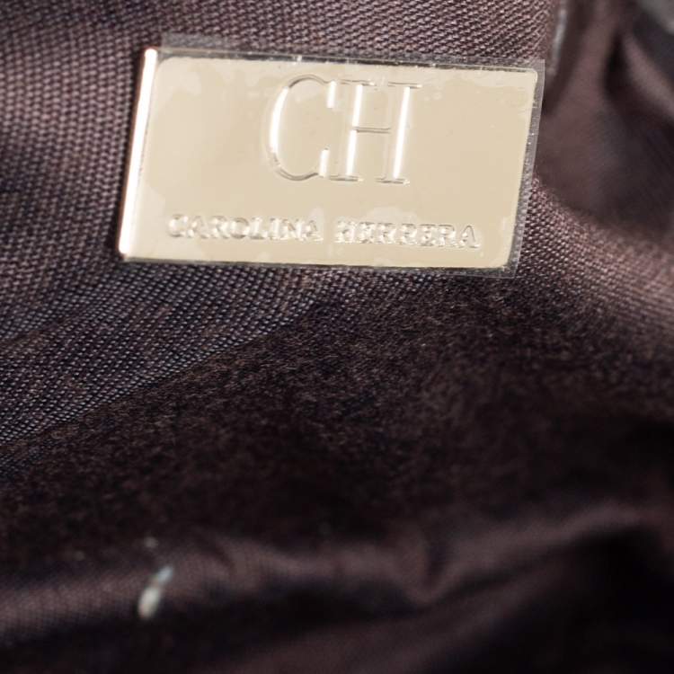 Pre Owned Carolina Herrera Dark Brown Quilted Nylon Chain Shoulder Bag