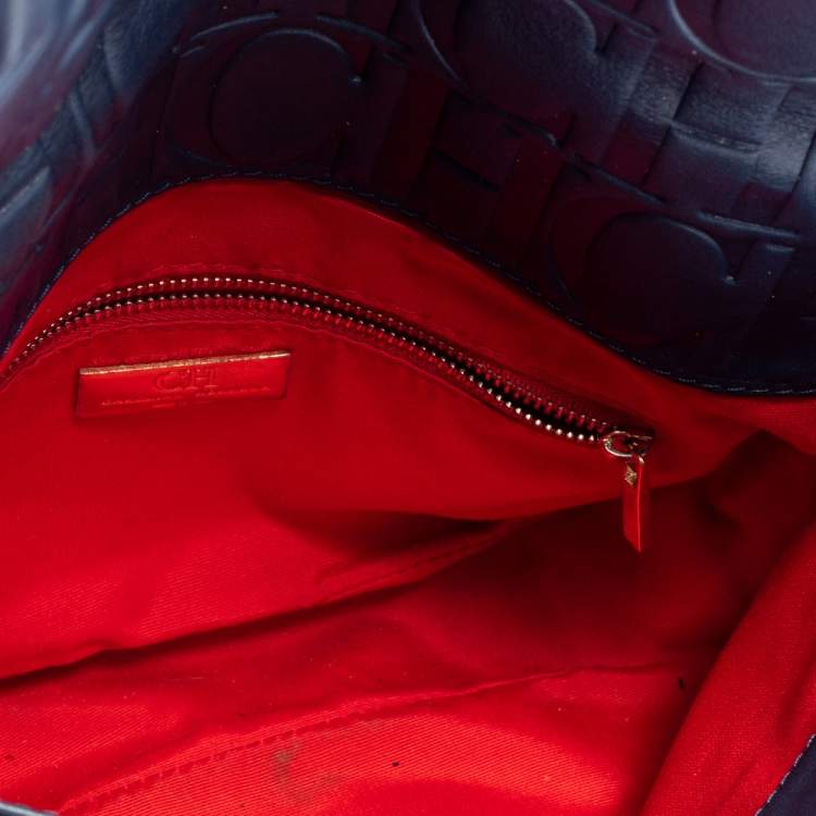 Pre Owned Carolina Herrera Blue Leather New Baltazar Flap Shoulder Bag