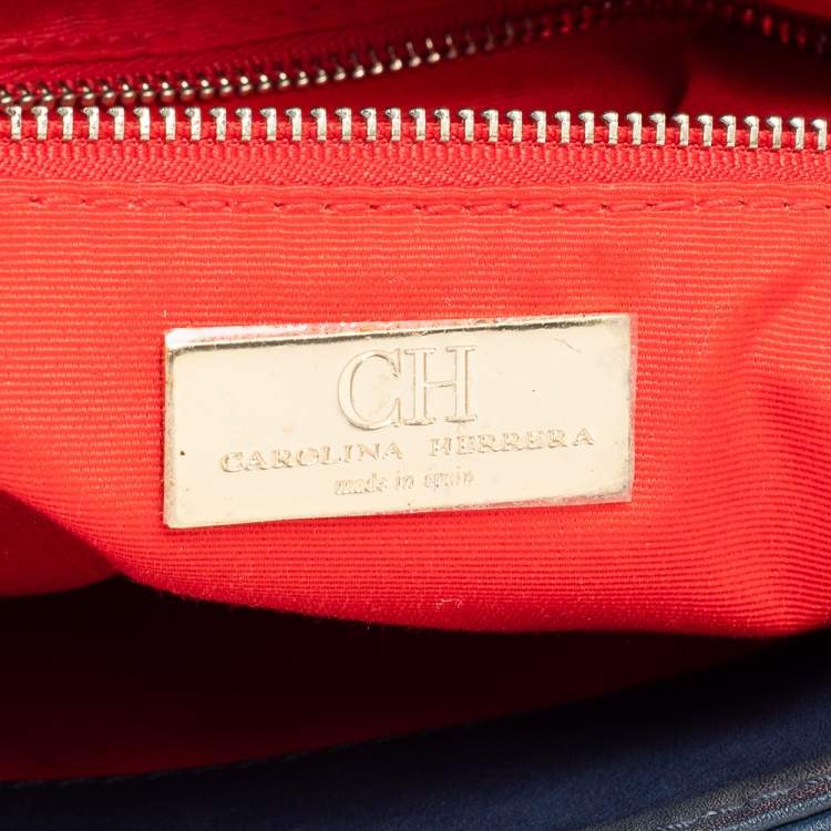 Pre Owned Carolina Herrera Blue Leather New Baltazar Flap Shoulder Bag