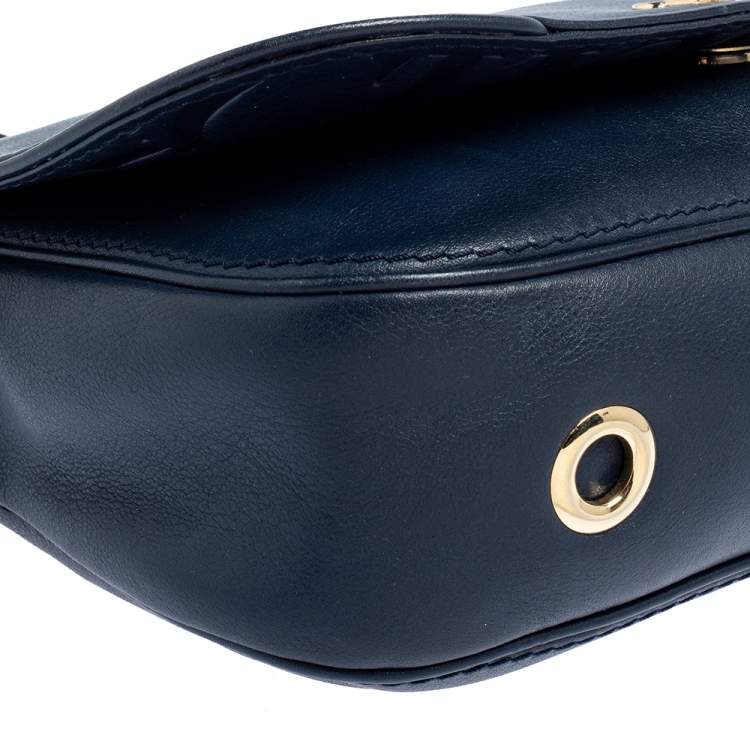 Pre Owned Carolina Herrera Blue Leather New Baltazar Flap Shoulder Bag