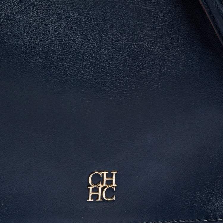 Pre Owned Carolina Herrera Blue Leather New Baltazar Flap Shoulder Bag
