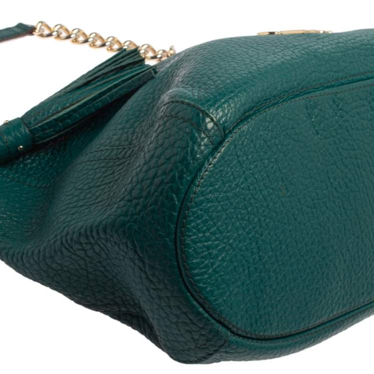 Pre Owned Carolina Herrera Green Leather Zip Hobo